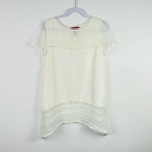 Sundance 100% Silk Ivory cream Swiss Dot Blouse Size Small